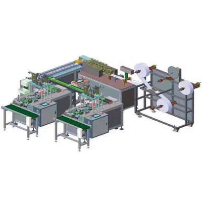 STOCK High-speed Fully Automatic Dust Surgical Medical Packing Production Line Disposable Mask Making Machine with two lines